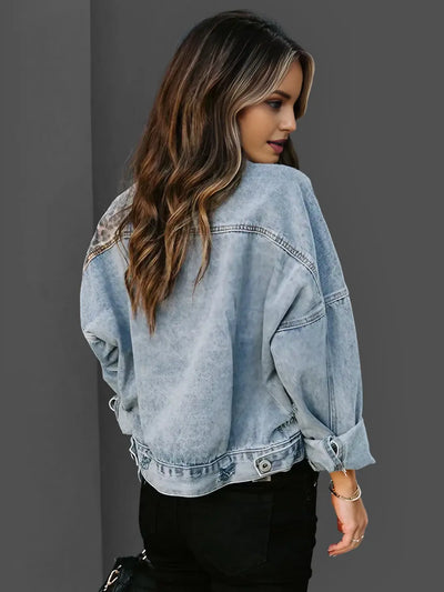 Ivy| Denim Jacket With Leopard Print