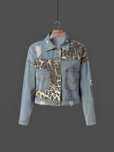 Ivy| Denim Jacket With Leopard Print