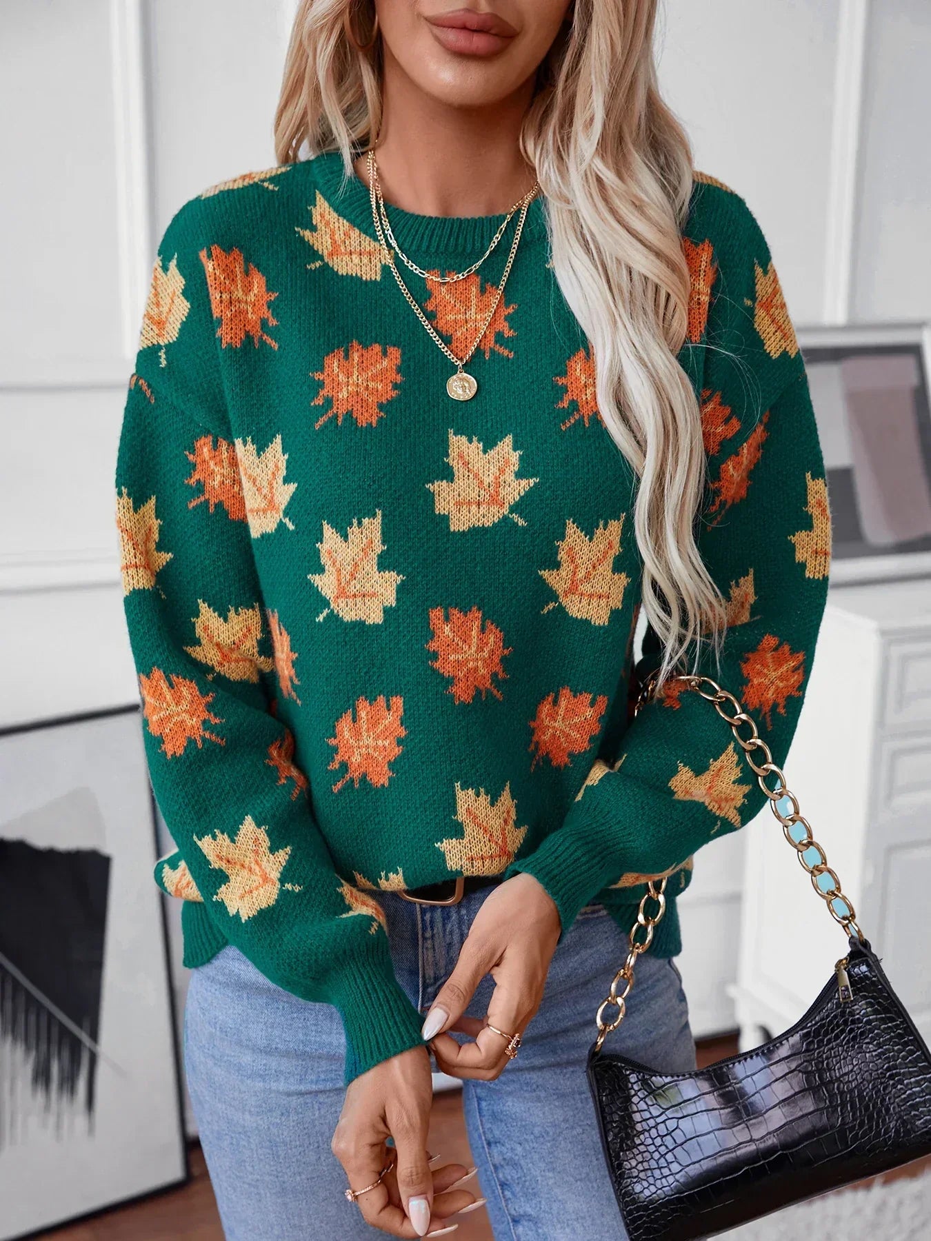 Autumn Leaves Knitted Pullover