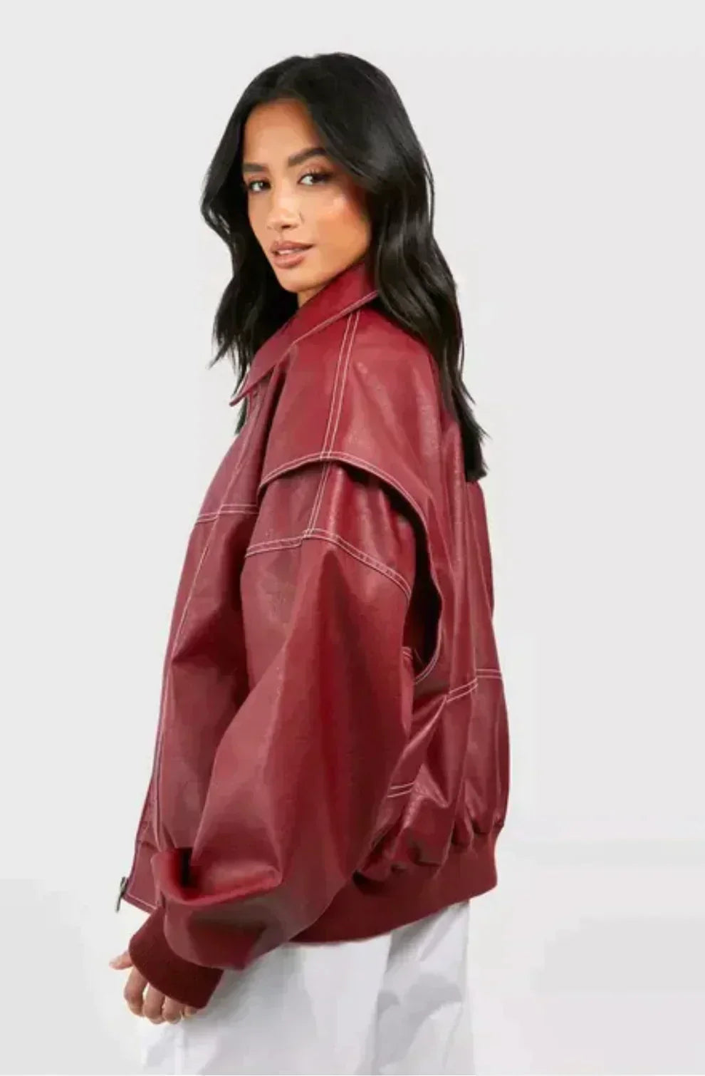 Faye™ - Oversized leather jacket