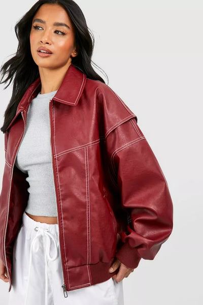 Faye™ - Oversized leather jacket