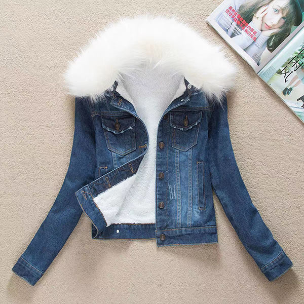 Freya/ Stylish Denim Jacket with Plush Lining